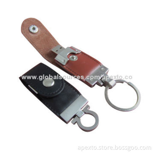 Leather USB Flash Drives, 2 and 4GB Memory Capacity with Plug-and-play, Bootable Function